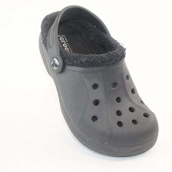 CROCS Other - Crocs Black Classic Clogs Faux Fur Lining Junior Child Youth Shoes #128